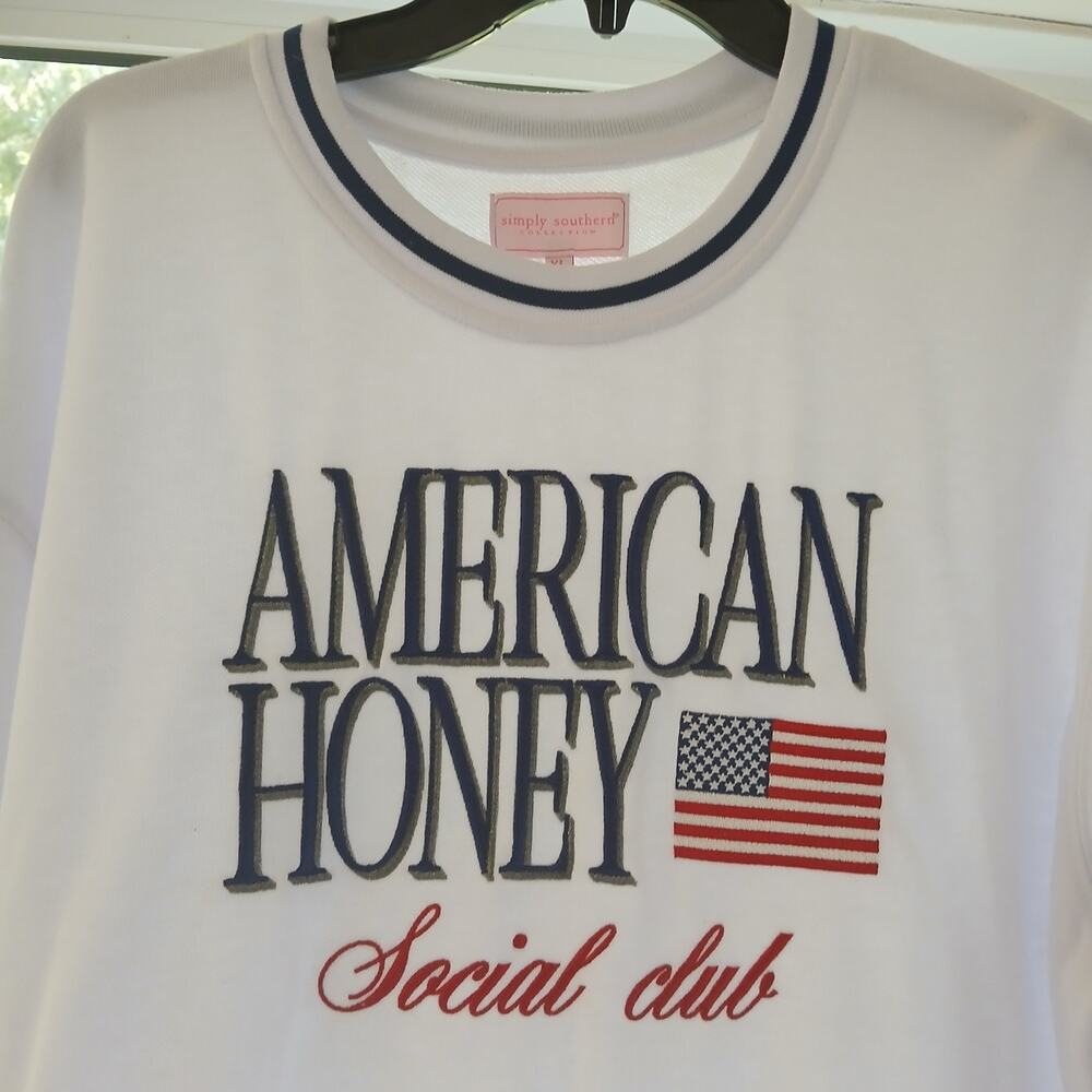 Rare Simply Southern American Honey Social Club Crew Sweatshirt Sz S July 4th